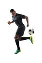 African American Soccer player Performing Back Kick