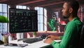African american software developer does visual coding and creating software Royalty Free Stock Photo