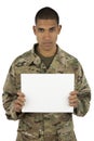 African American Soldier holding sign Royalty Free Stock Photo