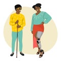 African American special People. People with Disability, Diversity and Inclusion. Vector illustration