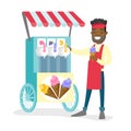 African-american street seller selling ice cream.