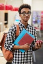 African-American student with apple