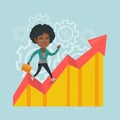 African business manager standing on profit chart. Royalty Free Stock Photo