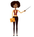 African American teacher with a pointer vector isolated on a white background.