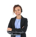 African-American technical support operator with headset isolated Royalty Free Stock Photo