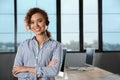 African-American technical support operator with headset in office Royalty Free Stock Photo