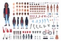 African American teenage boy constructor or animation set. Bundle of teenager or teen body parts, hand gestures, trendy Royalty Free Stock Photo