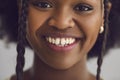 African american teenage girl smile closeup face portrait on studio background Royalty Free Stock Photo