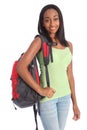 African American teenage school girl with rucksack Royalty Free Stock Photo