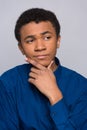 African American teenager reflects on something. Royalty Free Stock Photo