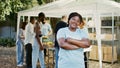 African American Volunteer at Food Drive Royalty Free Stock Photo