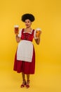 african american waitress in oktoberfest dirndl Royalty Free Stock Photo