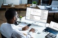 African American Web Coder At Computer. Software Programmer Royalty Free Stock Photo