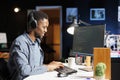 African american web developer coding server scripts on pc Royalty Free Stock Photo