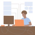 African American web programmer works with the Internet, writes the software component of sites Royalty Free Stock Photo