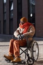 African American Wheelchair User in City Royalty Free Stock Photo