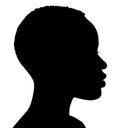 African American woman, African profile picture, silhouette. Girl from the side with very short hair. silhouette Royalty Free Stock Photo