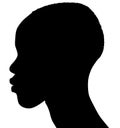 African American woman, African profile picture, silhouette. Girl from the side with very short hair. silhouette Royalty Free Stock Photo