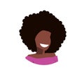 African american woman avatar happy lady face profile female cartoon character portrait isolated flat