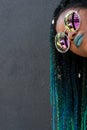 African American Woman with Beautiful Teal Green Blue Braids Royalty Free Stock Photo