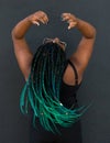 African American Woman with Beautiful Teal Green Blue Braids Royalty Free Stock Photo