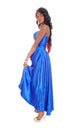 African American woman in blue dress in profile. Royalty Free Stock Photo