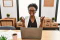 African american woman call center agent smiling confident speaking at office Royalty Free Stock Photo