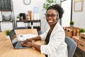 African american woman call center agent smiling confident working at office Royalty Free Stock Photo