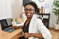 African american woman call center agent smiling confident working at office Royalty Free Stock Photo