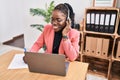 African american woman call center agent working at office Royalty Free Stock Photo