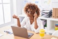 African american woman call center agent working at office Royalty Free Stock Photo