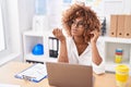 African american woman call center agent working at office Royalty Free Stock Photo