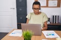 African american woman call center agent working at office Royalty Free Stock Photo