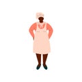 African American Woman Cook, Professional Kitchener Character in Uniform Standing Vector Illustration