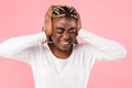 African american woman covering her ears with hands Royalty Free Stock Photo