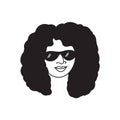 African american woman face, hand drawn logo of negroid race woman with curly hair.Social media avatar, simple icon.Doodle style, Royalty Free Stock Photo