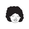 African american woman face, hand drawn logo of negroid race woman with curly hair.Social media avatar, simple icon.Doodle style, Royalty Free Stock Photo