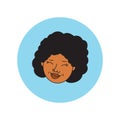 African american woman face,hand drawn logo of negroid race woman with curly hair.Social media avatar, simple round icon.Doodle Royalty Free Stock Photo