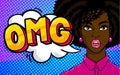 African american woman face in pop art style. Royalty Free Stock Photo