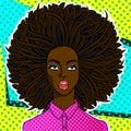 African american woman face in pop art style. Royalty Free Stock Photo