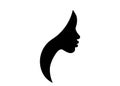 African american woman face profile. Women profile silhouette on the white background. Vector illustration isolated