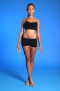 African american woman fit body in black underwear Royalty Free Stock Photo