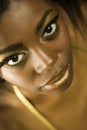 African American Woman With Golden Makeup Royalty Free Stock Photo