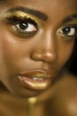 African American Woman With Golden Makeup Royalty Free Stock Photo