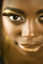 African American Woman With Golden Makeup Royalty Free Stock Photo