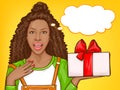 African american woman with giftbox