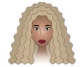 African American woman. Head of a girl with green eyes. Colored vector illustration. The face of a blonde lady. Royalty Free Stock Photo