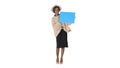 African American Woman Holding a Blank Placard on white backgrou Royalty Free Stock Photo