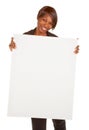 African American Woman Holding a Blank White Sign Royalty Free Stock Photo