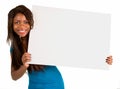 African American Woman Holding a Blank White Sign Royalty Free Stock Photo